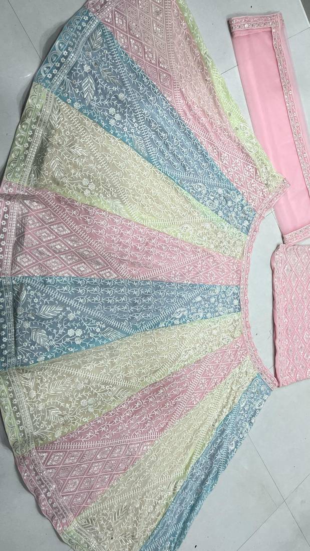 MULTICOLOR THREAD and SEQUin work GEORGETTE LEHENGA CHOLI WITH BLOUSE