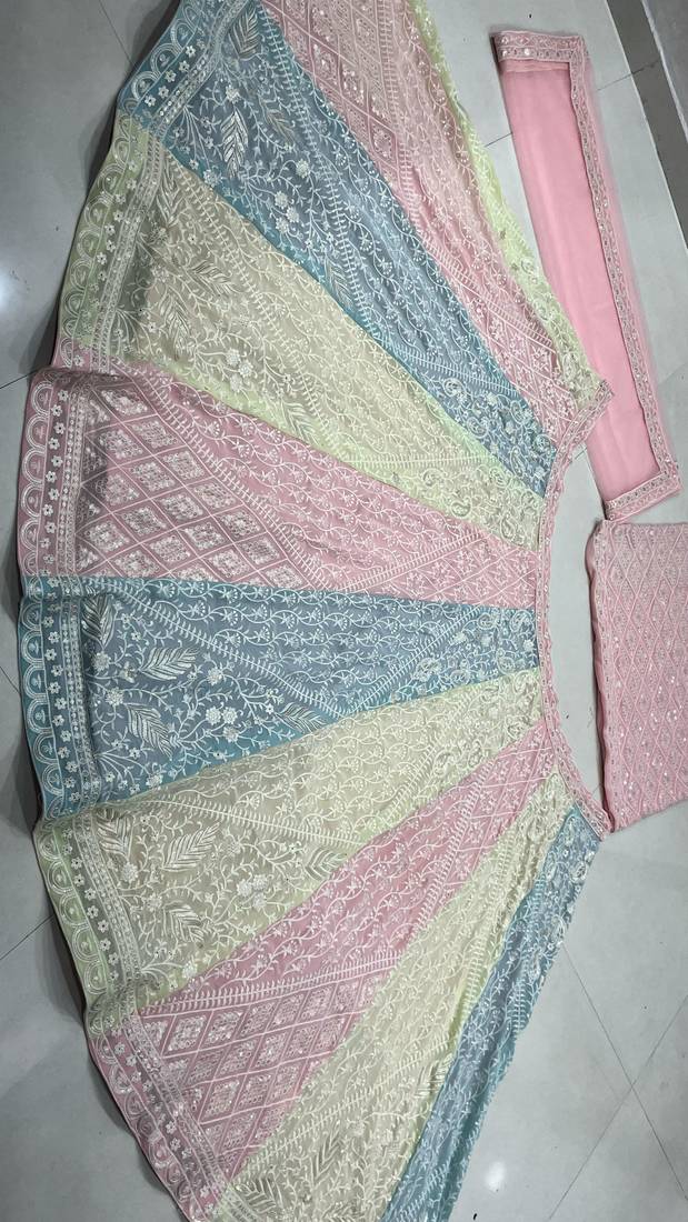 MULTICOLOR THREAD and SEQUin work GEORGETTE LEHENGA CHOLI WITH BLOUSE
