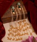 Designer Gold Plated Long Tassel Earrings for Women | Ethnic Party Wear Statement Earrings