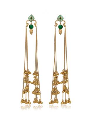Designer Gold Plated Long Tassel Earrings for Women | Ethnic Party Wear Statement Earrings 4