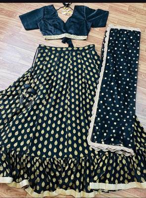 BLACK BANARASI viscose LEHENGA CHOLI WITH DUPATTA 5