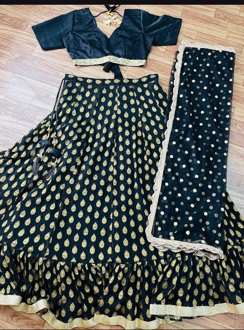 BLACK BANARASI viscose LEHENGA CHOLI WITH DUPATTA