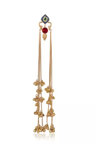 Designer Gold Plated Long Tassel Earrings for Women | Ethnic Party Wear Statement Earrings