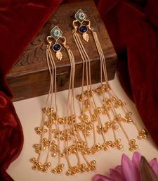Designer Gold Plated Long Tassel Earrings for Women | Ethnic Party Wear Statement Earrings