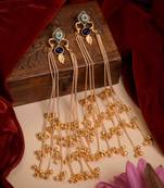 Designer Gold Plated Long Tassel Earrings for Women | Ethnic Party Wear Statement Earrings