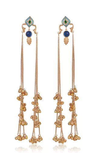 Designer Gold Plated Long Tassel Earrings for Women | Ethnic Party Wear Statement Earrings