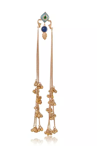 Designer Gold Plated Long Tassel Earrings for Women | Ethnic Party Wear Statement Earrings