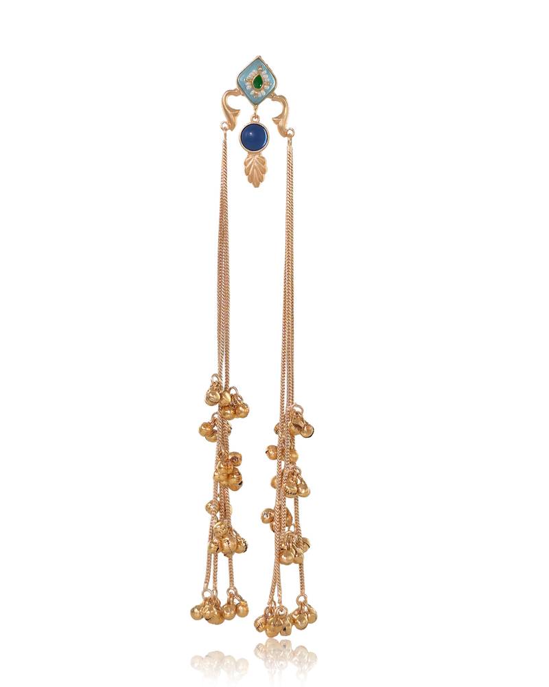 Designer Gold Plated Long Tassel Earrings for Women | Ethnic Party Wear Statement Earrings