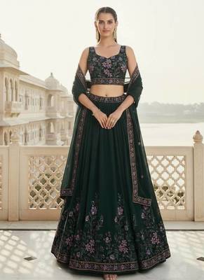 Women's  Black Silk Zari  Embroidery Work Lehenga Choli 1