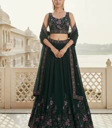 Women's  Black Silk Zari  Embroidery Work Lehenga Choli