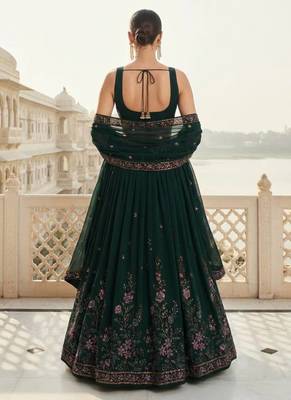 Women's  Black Silk Zari  Embroidery Work Lehenga Choli 3