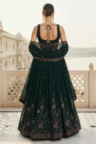 Women's  Black Silk Zari  Embroidery Work Lehenga Choli