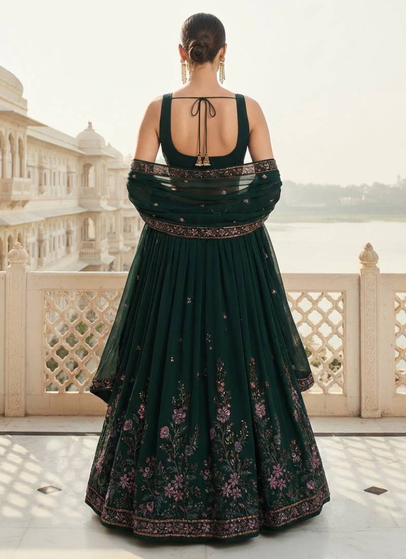 Women's  Black Silk Zari  Embroidery Work Lehenga Choli