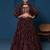 Women's Wine Georgette Zari Sequence Embroidery Work Lehenga Choli With Choker Sleeve