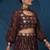 Women's Wine Georgette Zari Sequence Embroidery Work Lehenga Choli With Choker Sleeve