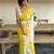 Yellow original japan satin digital print saree with blouse piece