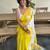 Yellow original japan satin digital print saree with blouse piece