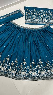 royal teal motif lehenga set 7