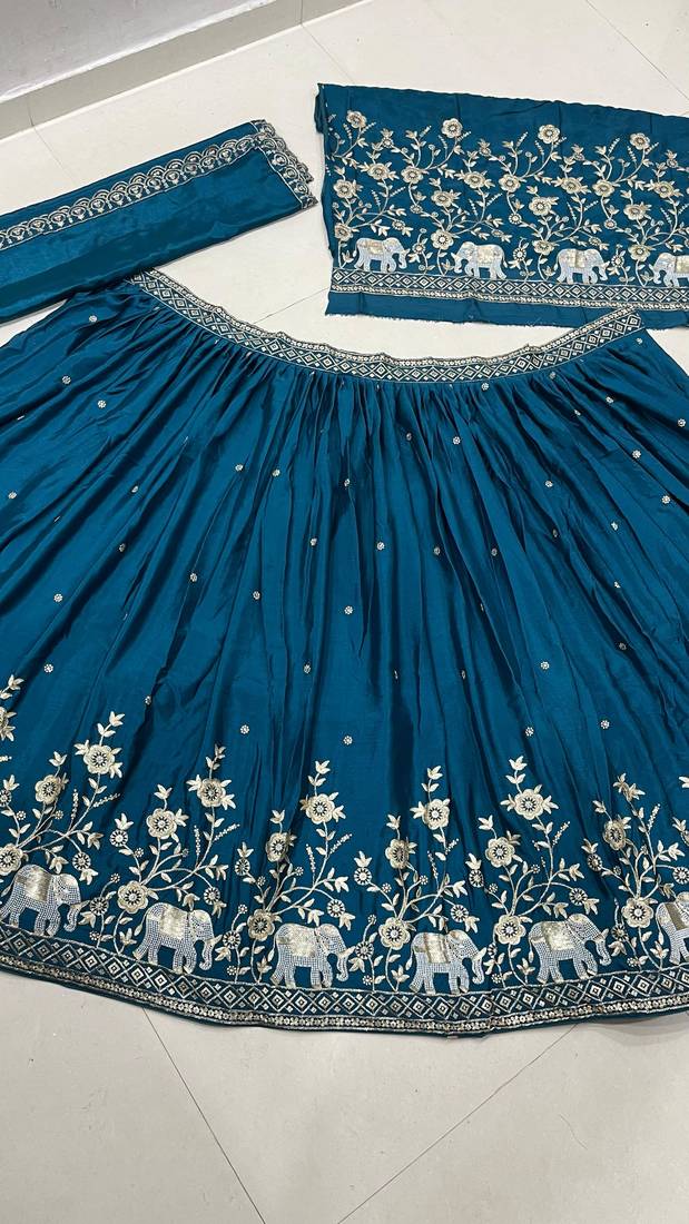 royal teal motif lehenga set
