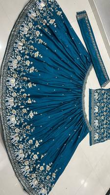 royal teal motif lehenga set 8
