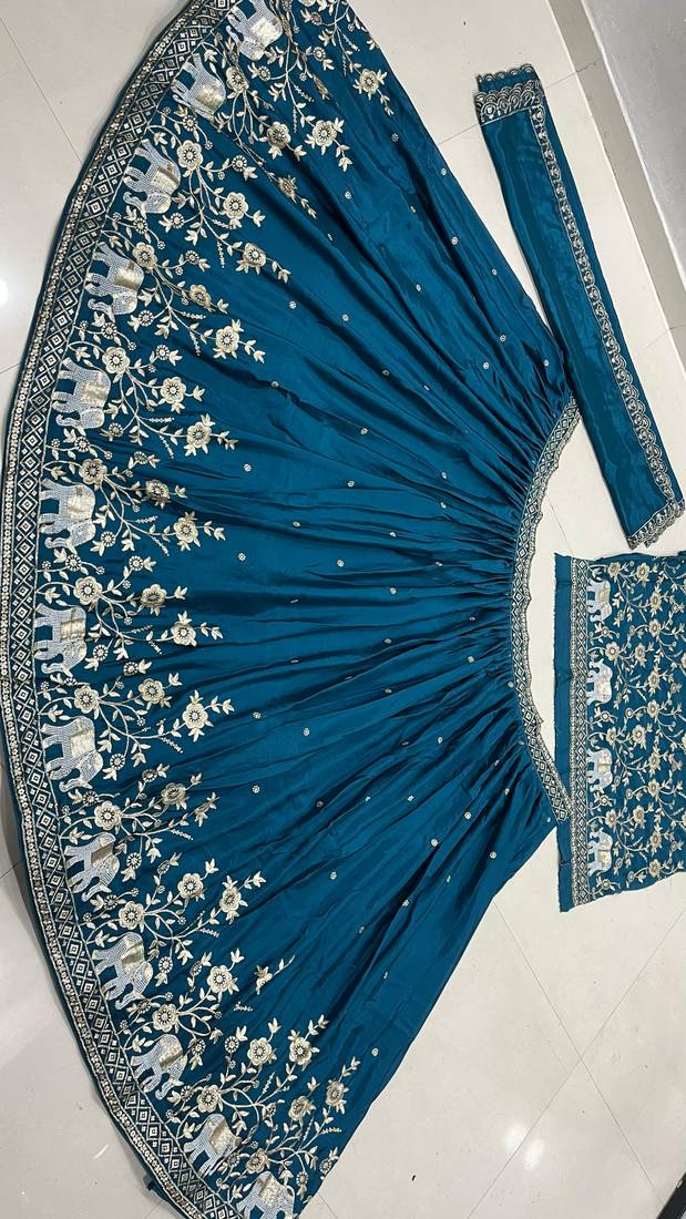 royal teal motif lehenga set