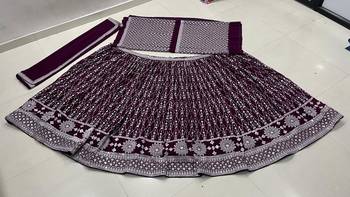 DARK MAGENTA sequin EMBROIDERY GEORGETTE LEHENGA WITH BLOUSE 6