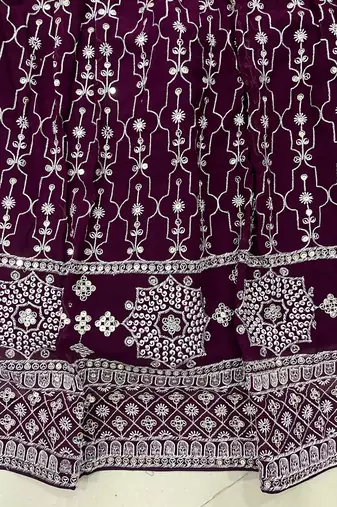 DARK MAGENTA sequin EMBROIDERY GEORGETTE LEHENGA WITH BLOUSE
