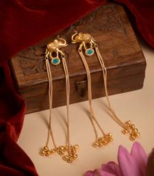 Kashmiri Gold Plated Elephant Long Chain Tassel Earrings for Women | Traditional Statement Dangler Earrings