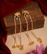 Kashmiri Gold Plated Elephant Long Chain Tassel Earrings for Women | Traditional Statement Dangler Earrings