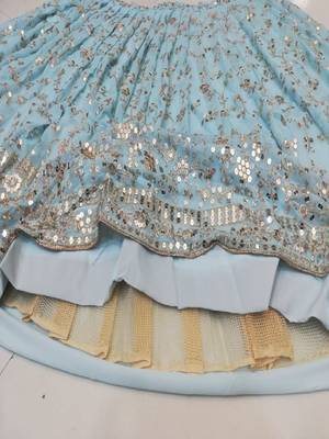 SKYBLUE EMBROIDERED GEORGETTE FLAIRED LEHENGA CHOLI WITH DUPATTA 7