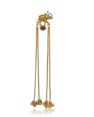 Kashmiri Gold Plated Elephant Long Chain Tassel Earrings for Women | Traditional Statement Dangler Earrings 5