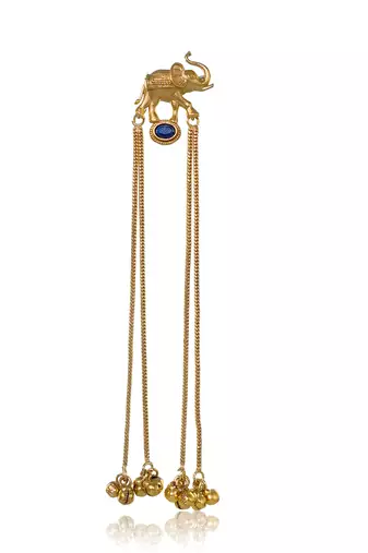 Kashmiri Gold Plated Elephant Long Chain Tassel Earrings for Women | Traditional Statement Dangler Earrings