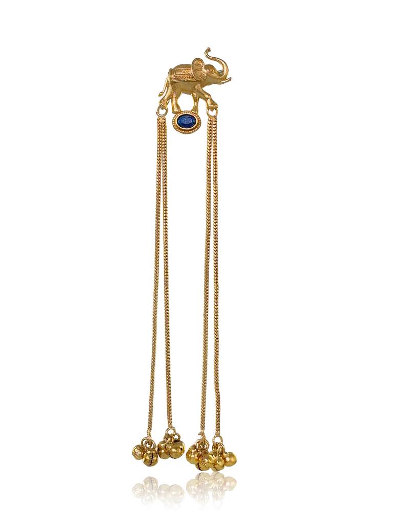 Kashmiri Gold Plated Elephant Long Chain Tassel Earrings for Women | Traditional Statement Dangler Earrings