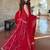 Red georgette silk blend printed kurta sharara set with georgette dupatta