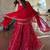 Red georgette silk blend printed kurta sharara set with georgette dupatta