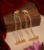 Kashmiri Gold Plated Elephant Long Chain Tassel Earrings for Women | Traditional Statement Dangler Earrings