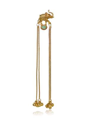 Kashmiri Gold Plated Elephant Long Chain Tassel Earrings for Women | Traditional Statement Dangler Earrings 5