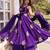 Purple fendy silk satin embroidered flared kurta plaza pant set with silk satin dupatta