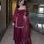Maroon fendy silk blend satin embroidered kurta sharara set with fendy silk blend satin dupatta
