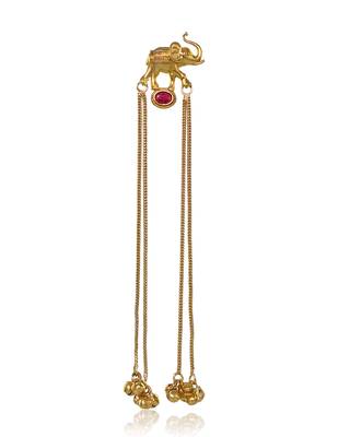 Kashmiri Gold Plated Elephant Long Chain Tassel Earrings for Women | Traditional Statement Dangler Earrings 5