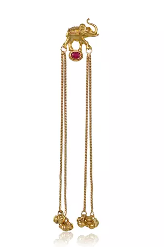 Kashmiri Gold Plated Elephant Long Chain Tassel Earrings for Women | Traditional Statement Dangler Earrings