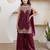 Maroon fendy satin embroidered kurta sharara set with fendy satin dupatta