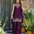 Wine fendy satin embroidered kurta sharara set with fendy satin dupatta