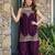 Wine fendy satin embroidered kurta sharara set with fendy satin dupatta