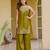 Olive fendy satin embroidered kurta sharara set with fendy satin dupatta