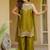 Olive fendy satin embroidered kurta sharara set with fendy satin dupatta