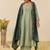 Pista shimmer silk embroidered kurta plaza set with cotton chanderi dupatta