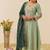 Pista shimmer silk embroidered kurta plaza set with cotton chanderi dupatta