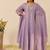 Lavender shimmer silk blend embroidered kurta palazzo set with cotton chanderi dupatta