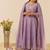 Lavender shimmer silk blend embroidered kurta palazzo set with cotton chanderi dupatta
